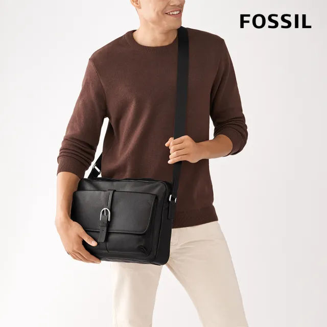 【FOSSIL 官方旗艦館】Camden 真皮郵差包-黑色 MBG9602001