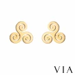 【VIA】白鋼耳釘 符號耳釘/符號系列 復古捲雲紋造型白鋼耳釘(金色)