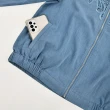 【ILEY 伊蕾】高雅縷空蕾絲牛仔棉質拉鍊外套(藍色；M-XL；1231068422)