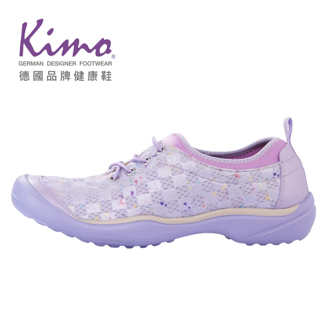 【Kimo】珠光山羊皮格紋網布休閒鞋 女鞋(香檳紫 KBCSF073329)