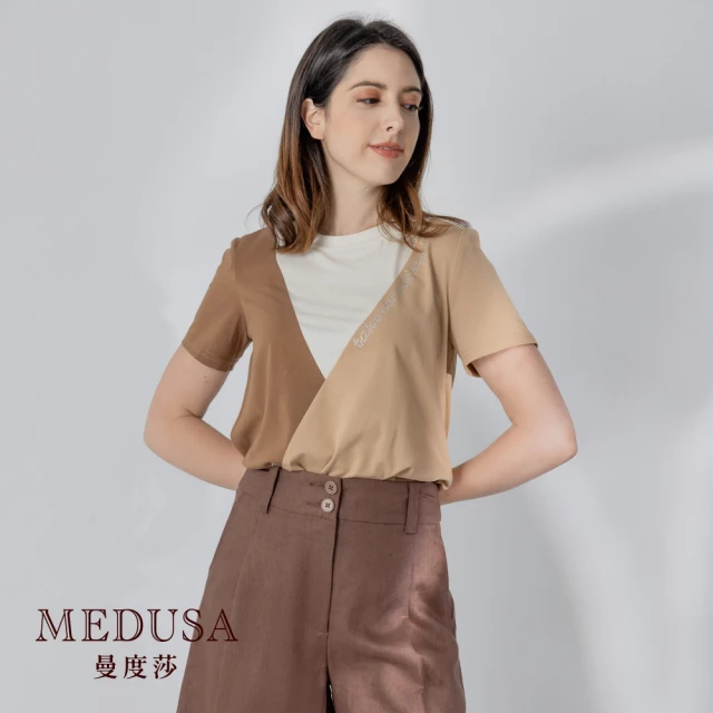 MEDUSA 曼度莎 現貨-溫柔色塊柔軟純棉T恤（M-2L）｜女上衣 短袖上衣 女T恤 加大尺碼(101-72801)