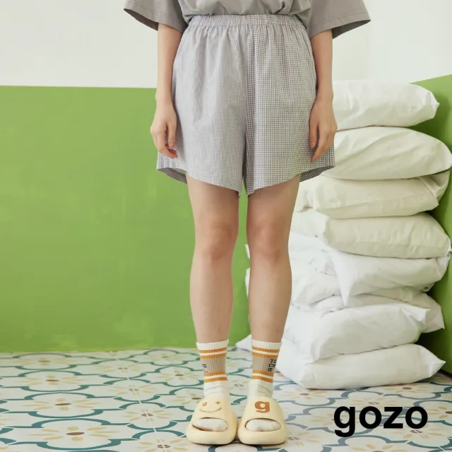 【gozo】g+微笑拼接格紋短褲(兩色)