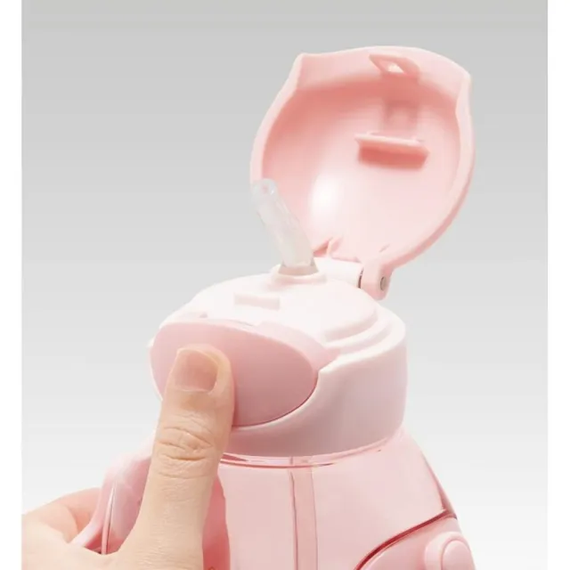 【小禮堂】HELLO KITTY  兒童彈蓋吸管透明止滑胖胖水壺 530ml - 粉杯子蛋糕款(平輸品) 凱蒂貓