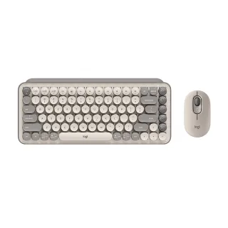 【Logitech 羅技】鍵鼠組 POP Keys無線機械式鍵盤 + POP Mouse無線藍芽滑鼠(迷霧灰)