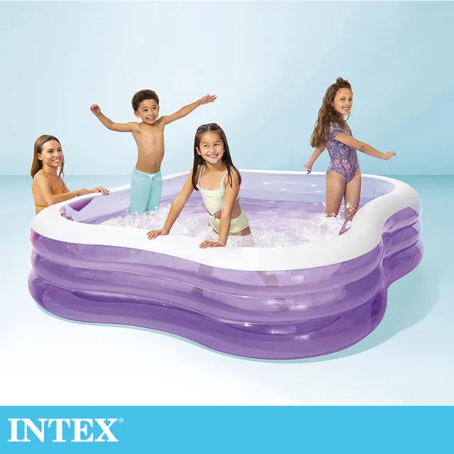 【INTEX】方型紫色大型戲水游泳池229x229x56cm-1350L-適6歲+(1350L-57495)