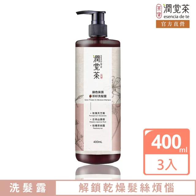 【TEAPOWER 茶寶】潤覺茶 鎖色保濕茶籽洗髮露400mL3入組