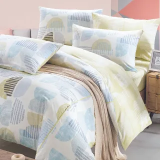 【HongYew 鴻宇】100%美國棉 防蹣抗菌 四件式薄被套床包組-達斯汀 藍(雙人)