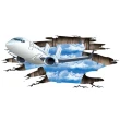 【北熊の天空】3D立體視覺牆貼 衝出天際 飛機 DIY 創意 宿舍 背景地貼 裝飾壁貼(壁貼 牆貼 組裝拼貼)
