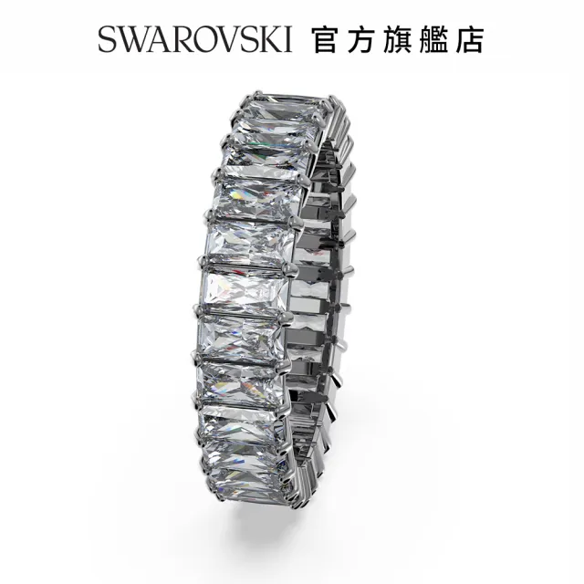 【SWAROVSKI 官方直營】SWAROVSKI 施華洛世奇 Matrix 戒指 長方形切割  灰色  鍍釕-50 交換禮物