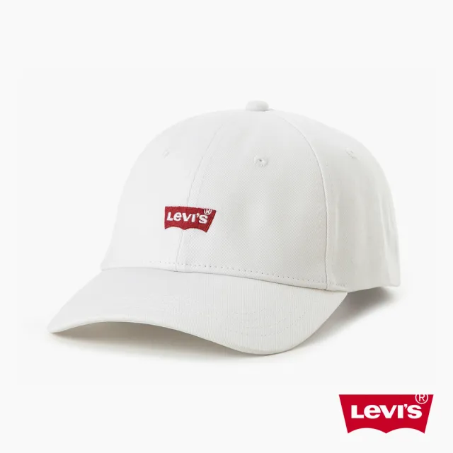 【LEVIS 官方旗艦】男女 可調式環釦丹寧棒球帽/精工刺繡Logo/FLEXFIT 110吸濕排汗 白 熱賣單品 D7723-0001