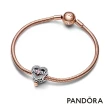 【Pandora 官方直營】雙色金屬「Mum」鏤空心形串飾