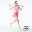 【KING GOLF】網路獨賣款-女款花朵印圖火鶴刺繡造型POLO衫/高爾夫球衫(粉色)