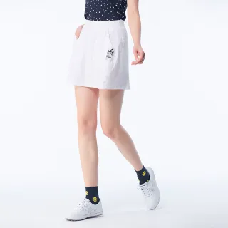 【KING GOLF】速達-網路獨賣款-女款LOGO印圖鬆緊帶修身A LINE短裙/高爾夫球裙(白色)