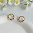 【MISS KOREA】韓國設計森林系彩色花朵點鑽圈圈造型耳環(花朵耳環 點鑽耳環 圈圈耳環)