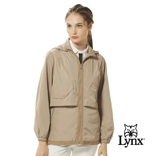 【Lynx Golf】korea女款韓國進口商品斗篷式風衣造型拉鍊口袋可拆式連帽長袖外套(二色)