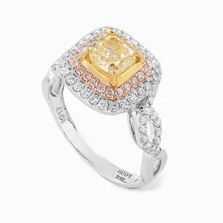 【CTJ】年中慶典!1克拉 Fancy Yellow 18K金 纏繞黃彩 天然鑽 鑽石戒指(天然珠寶 限時優惠)