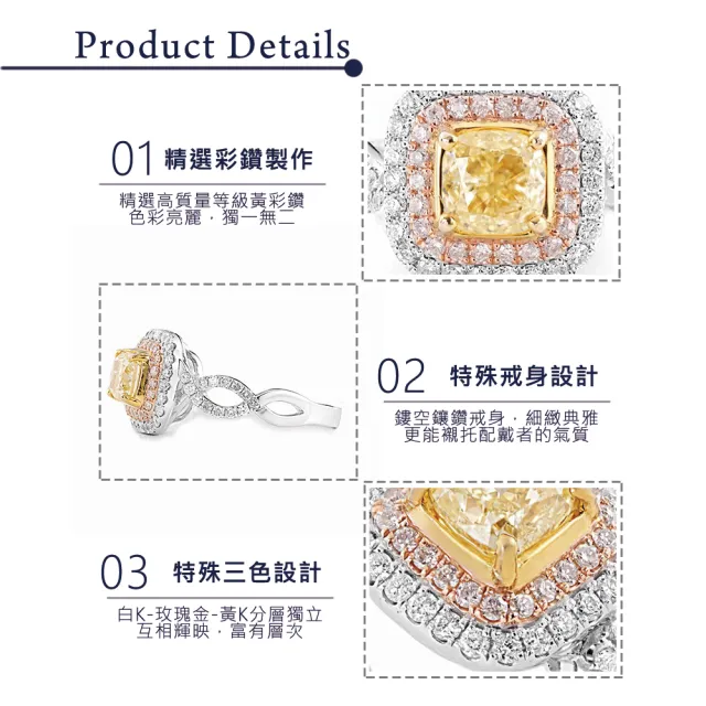 【CTJ】1克拉 Fancy Yellow 18K金 纏繞黃彩鑽戒