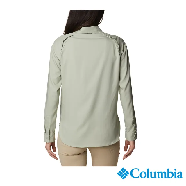 【Columbia 哥倫比亞 官方旗艦】女款-超防曬UPF50快排長袖襯衫-灰綠(UAL99100GG/HS)