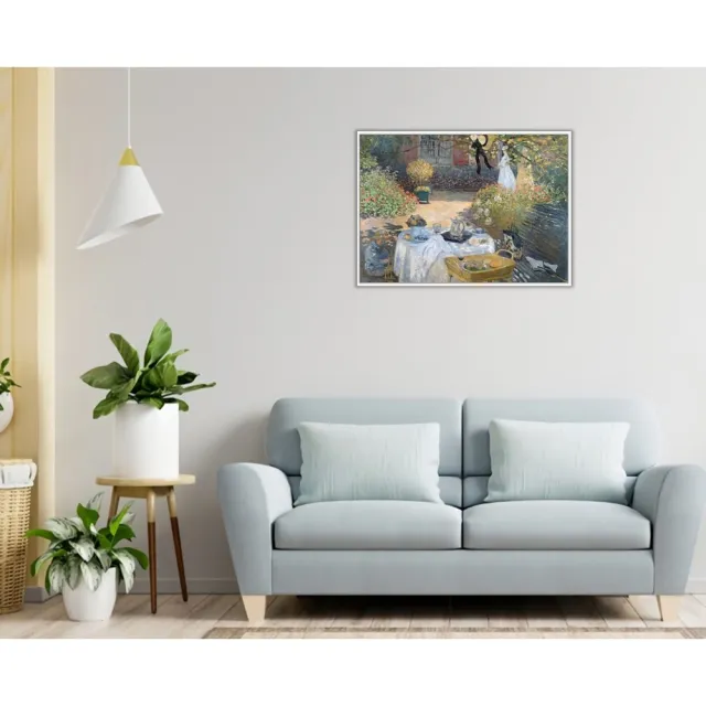 《午餐》莫內Monet．印象派畫家 世界名畫 經典名畫 風景油畫-白框60x80CM