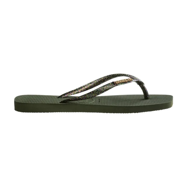 【havaianas 哈瓦仕】拖鞋 女鞋 夾腳拖 方形 閃亮 果凍 Slim Square Logo 綠色 4148257-0869W(哈瓦士)