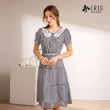 【IRIS 艾莉詩】經典條紋蕾絲花領片連衣裙(32666)