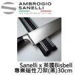 【SANELLI 山里尼】英國Bisbell 專業磁吸刀架 黑 30cm(磁鐵刀架 磁性刀架 刀具收納架 磁吸刀架 磁力刀架)