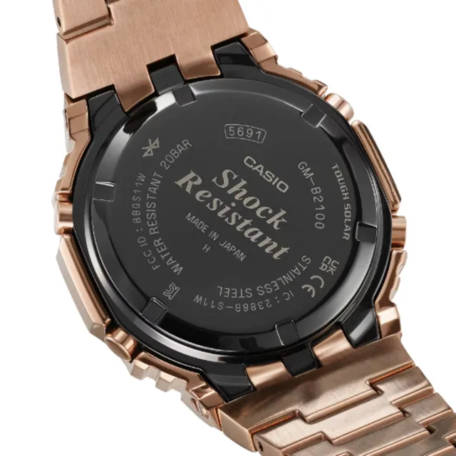 【CASIO 卡西歐】G-SHOCK 藍牙 太陽能電力 古銅金 全金屬 八角形錶殼 GM-B2100GD-5A_44.4mm