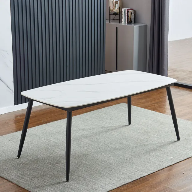 【AT HOME】6尺白色岩板餐桌/工作桌/洽談桌 現代簡約(卡門)