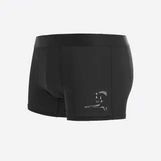 【Anden Hud】男款_吸濕排汗機能系列．短版腰帶平口內褲(黑-銀馬)