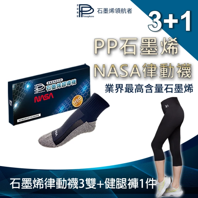 PP 波瑟楓妮 醫護級石墨烯律動襪3雙+石墨烯健腿褲1件(NASA認證款)