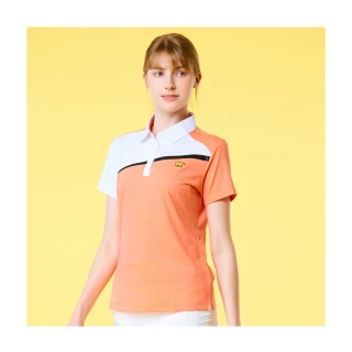 【Jack Nicklaus 金熊】GOLF女款彈性配色吸濕排汗POLO/高爾夫球衫(橘色)