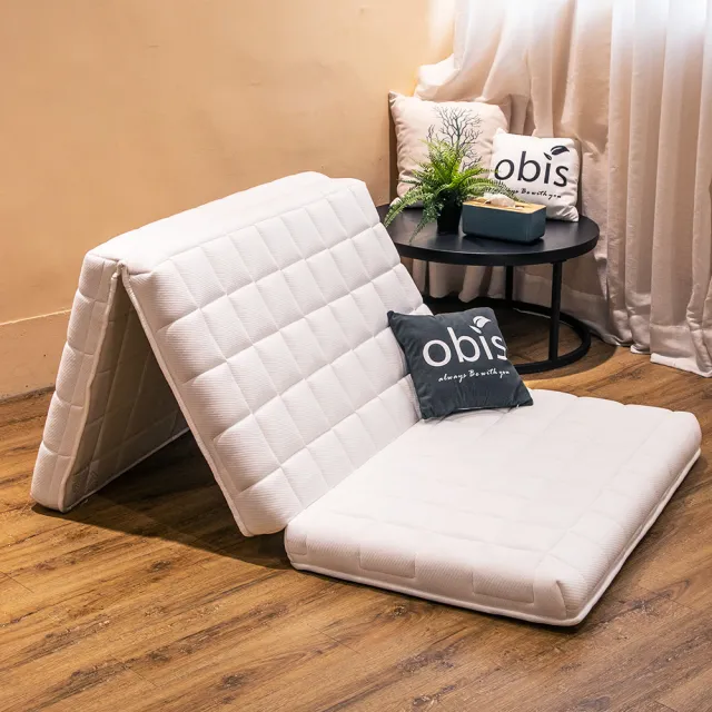 【obis】One Cool 冰峰涼感超舒適極厚泡棉折疊床墊(單人3X6.2尺 三折極厚泡棉床墊)