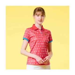 【Jack Nicklaus 金熊】GOLF女款英文印花吸濕排汗高爾夫球衫/POLO衫(紅色)