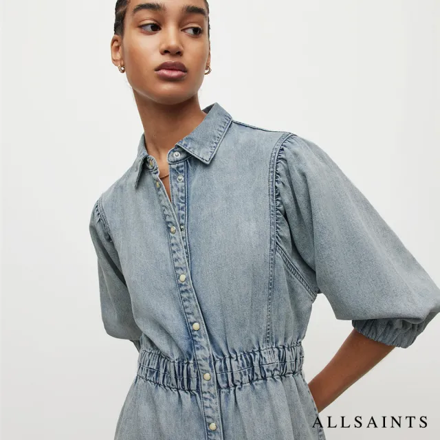 【ALLSAINTS】OSA 水洗牛仔中長版襯衫式洋裝(常規版型)