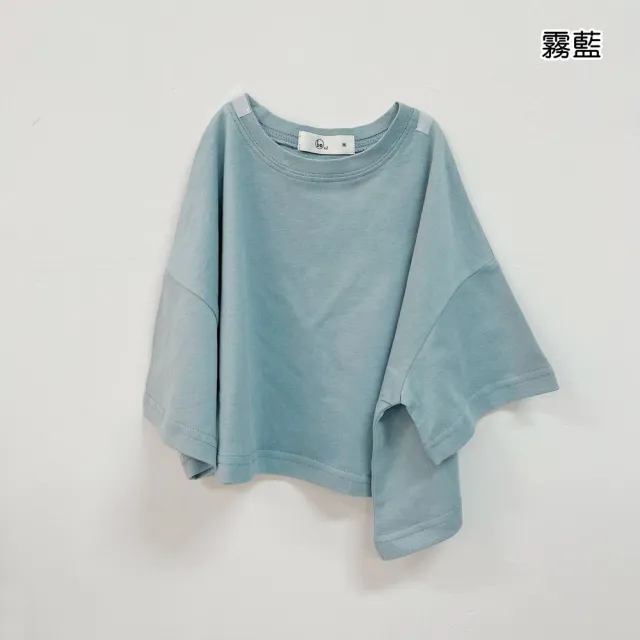 【橘魔法】斜角軟棉寬鬆五分袖上衣（大人賣場）(短袖 大人 童裝 親子裝 兒童)