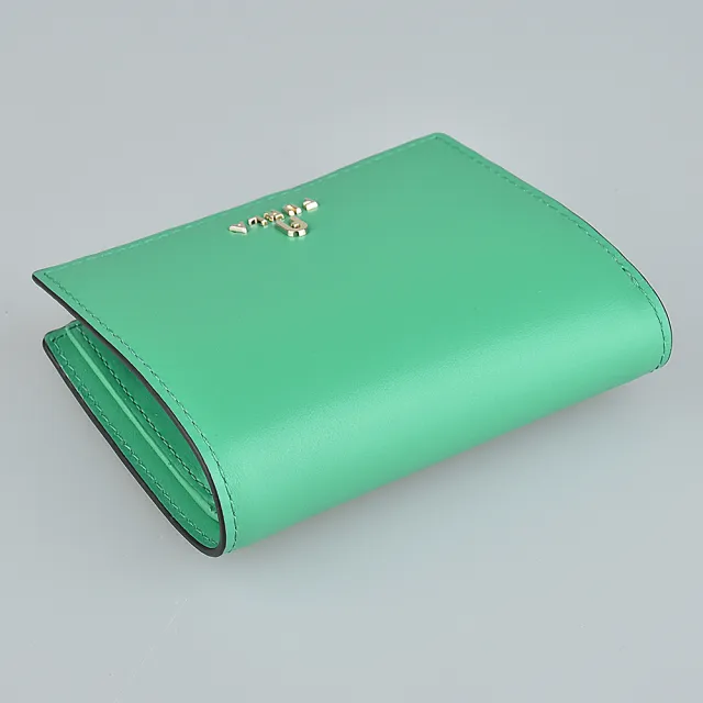 【FURLA 芙拉】CAMELIA拱門標誌小牛皮對折扣式短夾(綠)