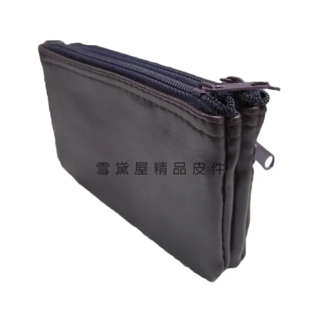 【SNOW.bagshop】雙11 零錢包中型容量(三層主袋+外袋共四層進口防水包 防刮皮革材質零錢鑰匙包 