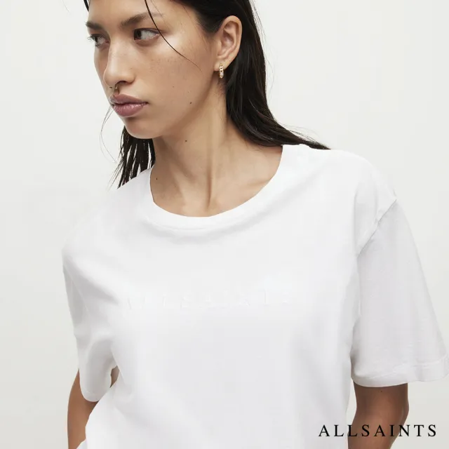 【ALLSAINTS】PIPPA 純棉舒適愜意男友風LOGO短袖T恤-白 WM109W(舒適版型)