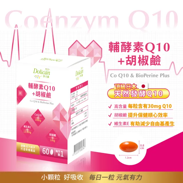 【多立康】輔酵素Q10+胡椒鹼60粒(日本來源Q10 30mg/維生素E/卵磷脂)