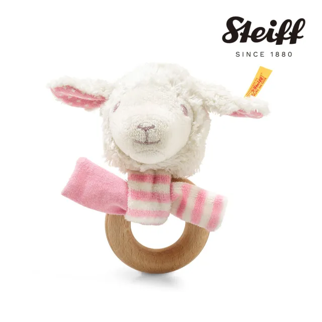 【STEIFF】Liena Lamb 小羊寶寶 安撫巾&手搖鈴(安撫彌月禮盒)