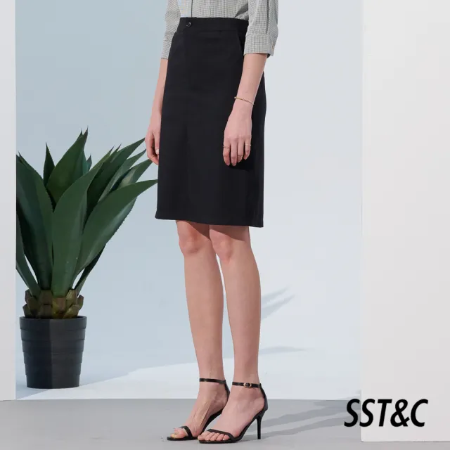 【SST&C 最後65折】黑色開檔西裝窄裙7462304001