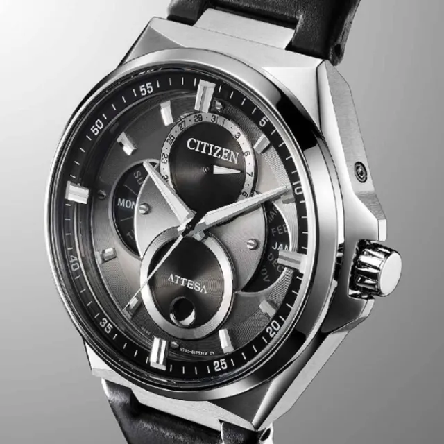 【CITIZEN 星辰】GENTS 光動能 鈦金屬 月相潮男腕錶-皮錶帶42mm(BU0060-09H 防水100米)