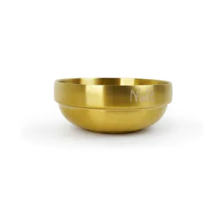 【NUIT 努特】304不鏽鋼金色碗 14cm 金色餐具 不鏽鋼碗 不鏽鋼雙層碗 金碗 防燙 雙層(NTD61GD)