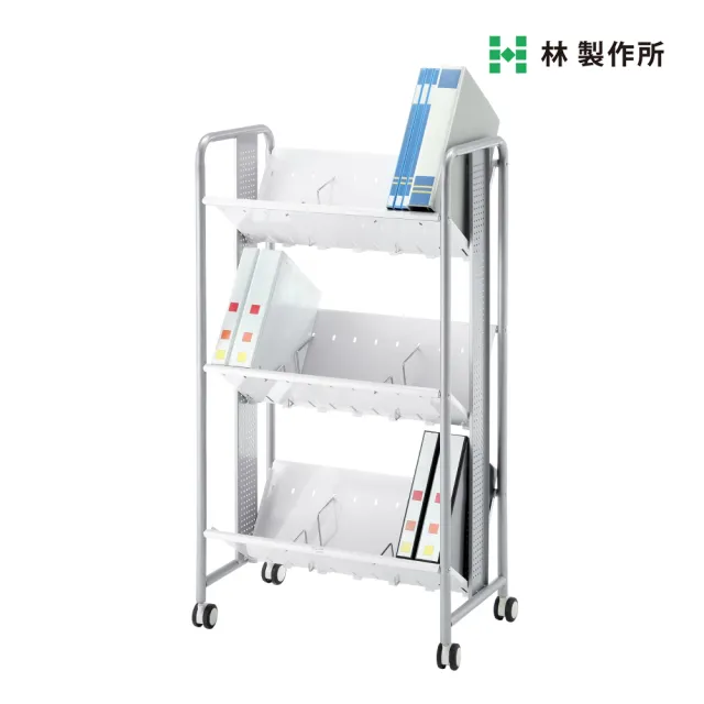 【林製作所】靜音腳輪型耐重型三層文件推車(辦公室收納 公文收納 書車 移動書櫃 a4文件櫃 活動公文櫃)