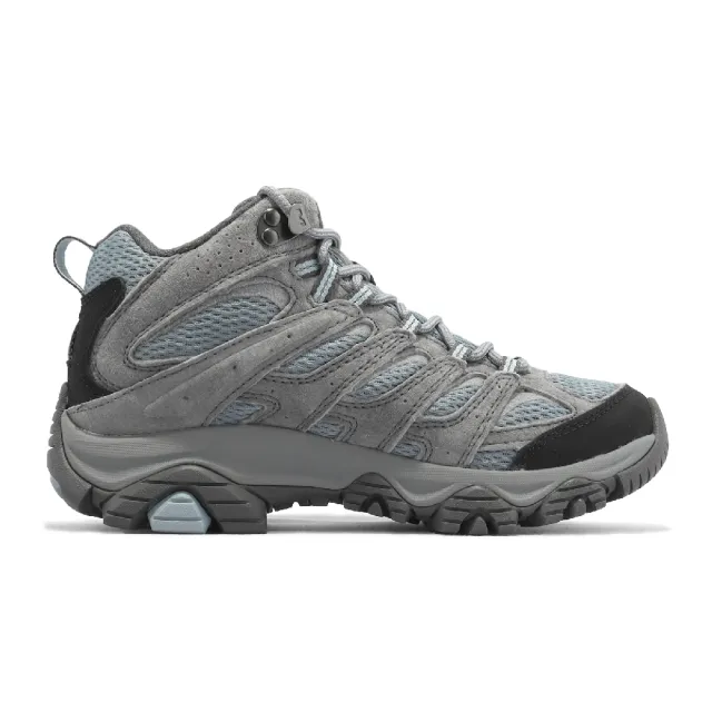 【MERRELL】登山鞋 Moab 3 Mid GTX 女鞋 灰 藍 防水 中筒 避震 Vibram 戶外 郊山(ML036312)