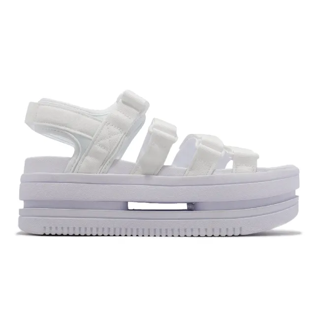 【NIKE 耐吉】涼鞋 Wmns Icon Classic Sandal 女鞋 白 厚底 增高 魔鬼氈 雙層 休閒鞋(DH0223-100)