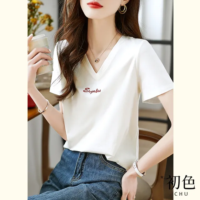 【初色】小香風春夏休閒百搭短袖T恤上衣女上衣-14款任選-66942(M-2XL可選)