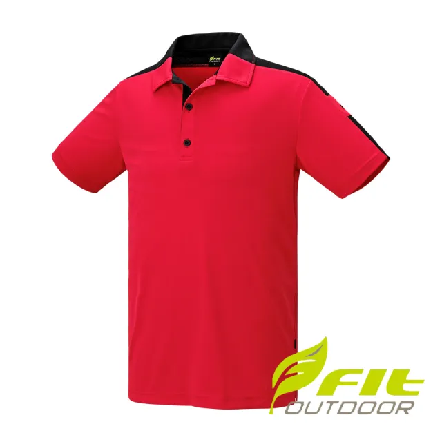 【Fit 維特】男涼感吸排抗uv短袖POLO領上衣-魅力紅-OS1107-14(polo衫/男裝/上衣/休閒上衣)