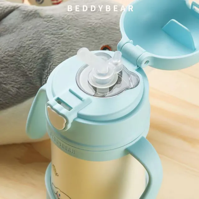 【BEDDY BEAR 杯具熊】BEDDYBEAR 賣萌大耳狗中透 316不鏽鋼保溫學飲杯 316不鏽鋼吸管杯 兒童水壺 280ml