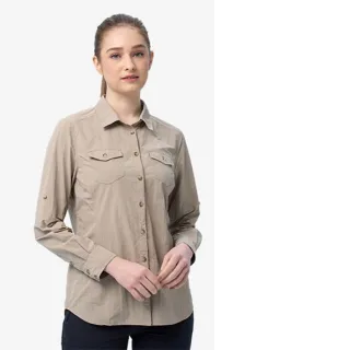 【Wildland 荒野】女 3M透氣快乾抗UV可調節袖襯衫.抗紫外線(W1207-83 白卡其)